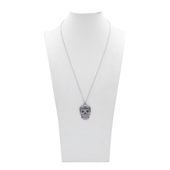 Sugar Skull Heart Eyes Day of the Dead Necklace - Picture 5 of 6